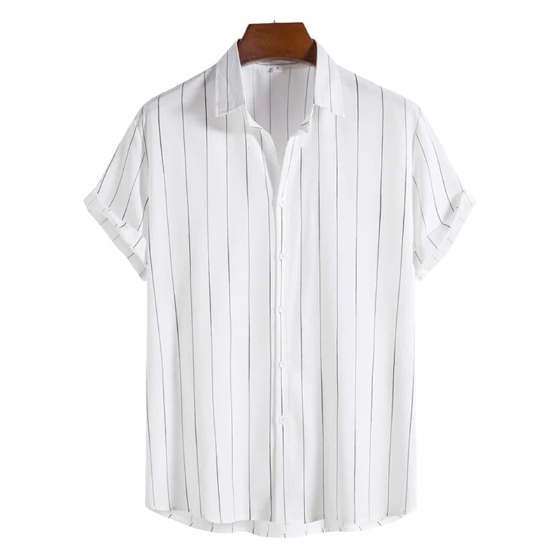 Summer Vacation Clothing Men - Men's Striped Casual Shirt Minimalist Printed