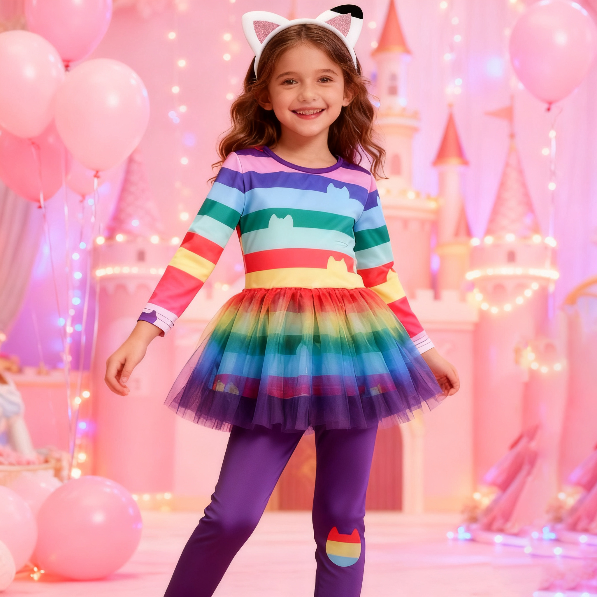 Summer Clothing For Teen Girls - 2026 cartoon Black White Stripe Tops+pant+Ear