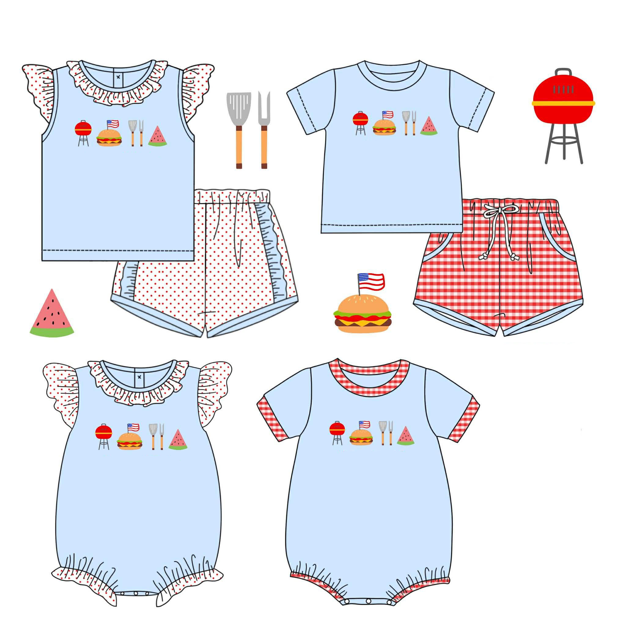 Summer Clothing Boutiques - Boutique Children's Clothing Cartoon Watermelon Burger