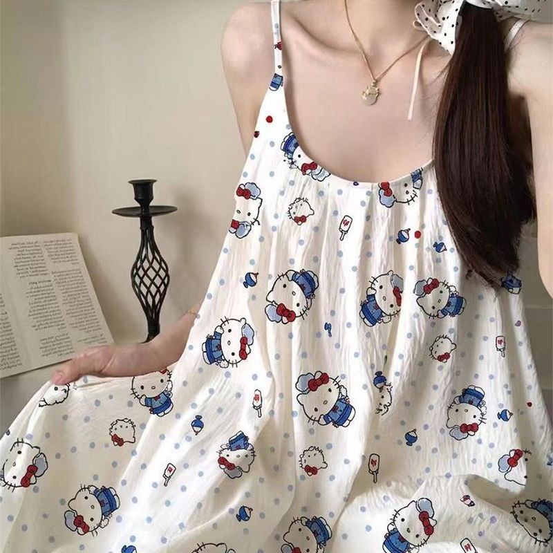 Summer Away Clothing - Kawaii Hello Kitty Suspender Dress Nightgown