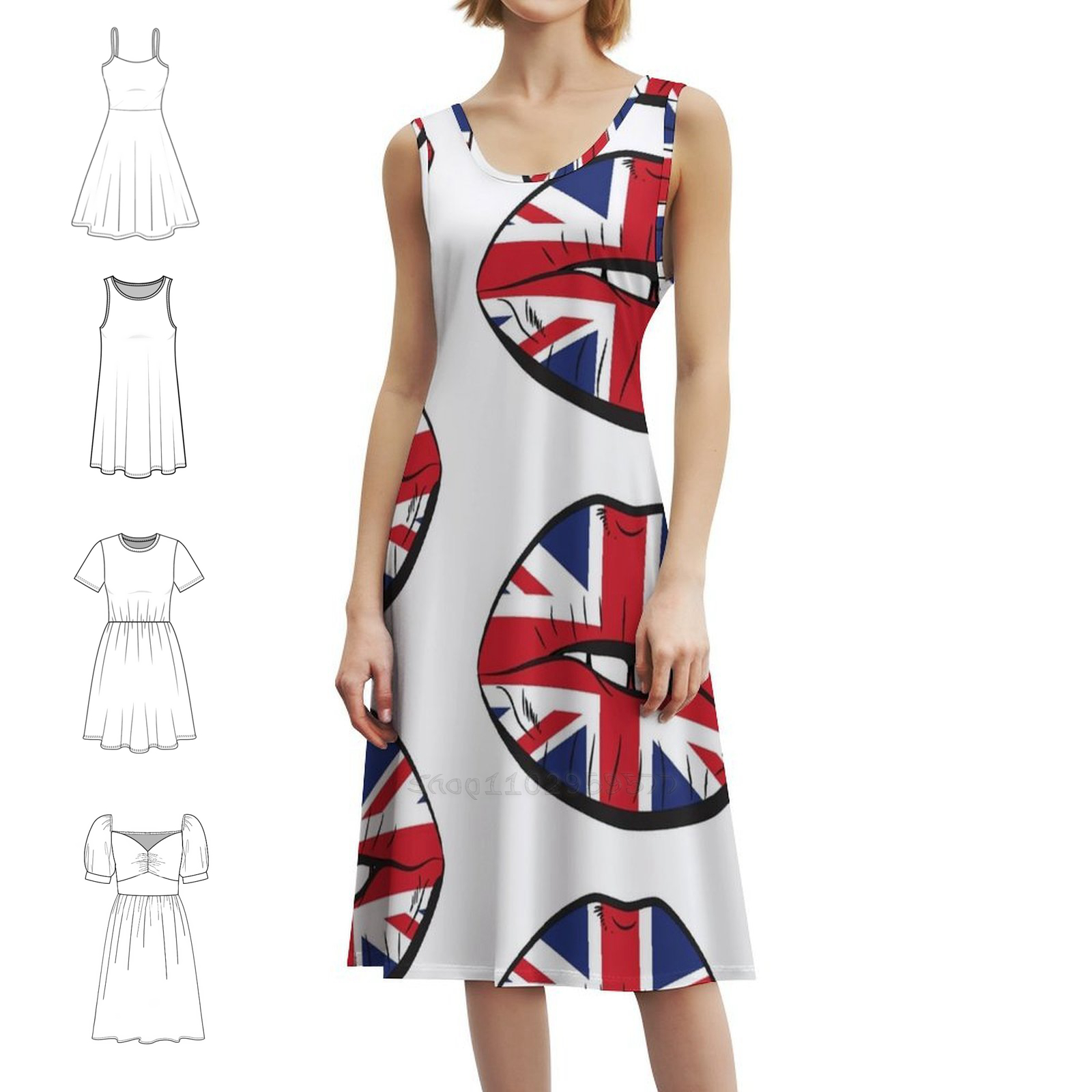 Womens Summer Clothing Uk - British Flag Fan Lips Uk Fan