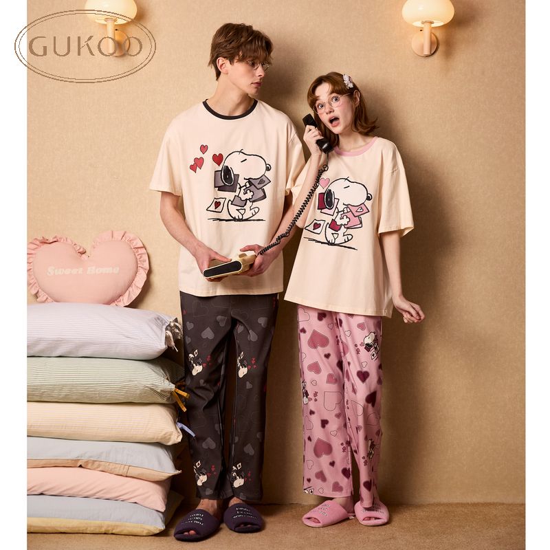 Anime Cute Snoopy Couple Pajam - Summer Away Clothing 리뷰 및 가격