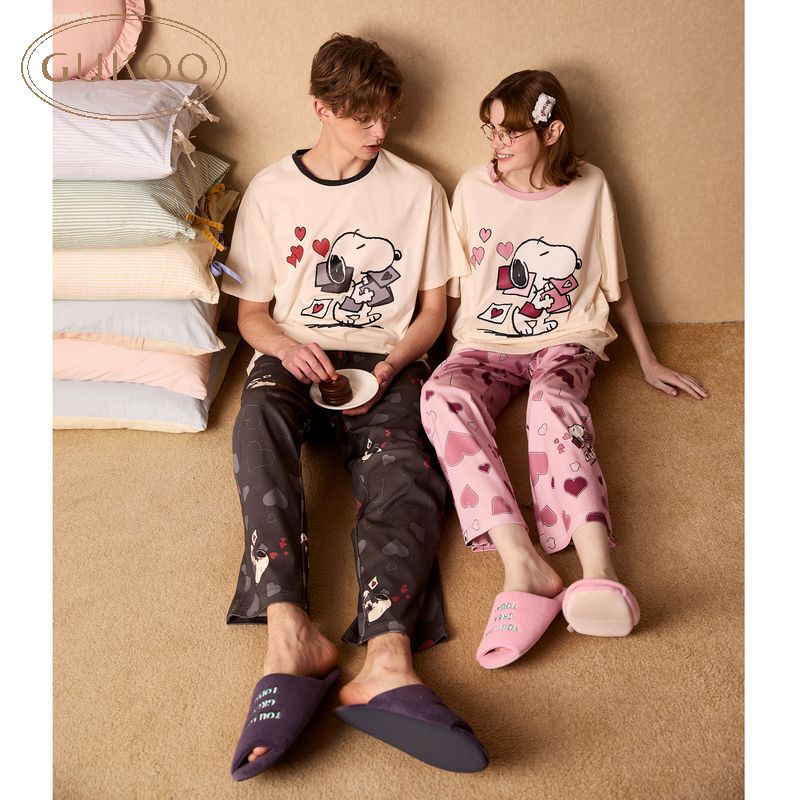 Anime Cute Snoopy Couple Pajam - Summer Away Clothing 리뷰 및 가격