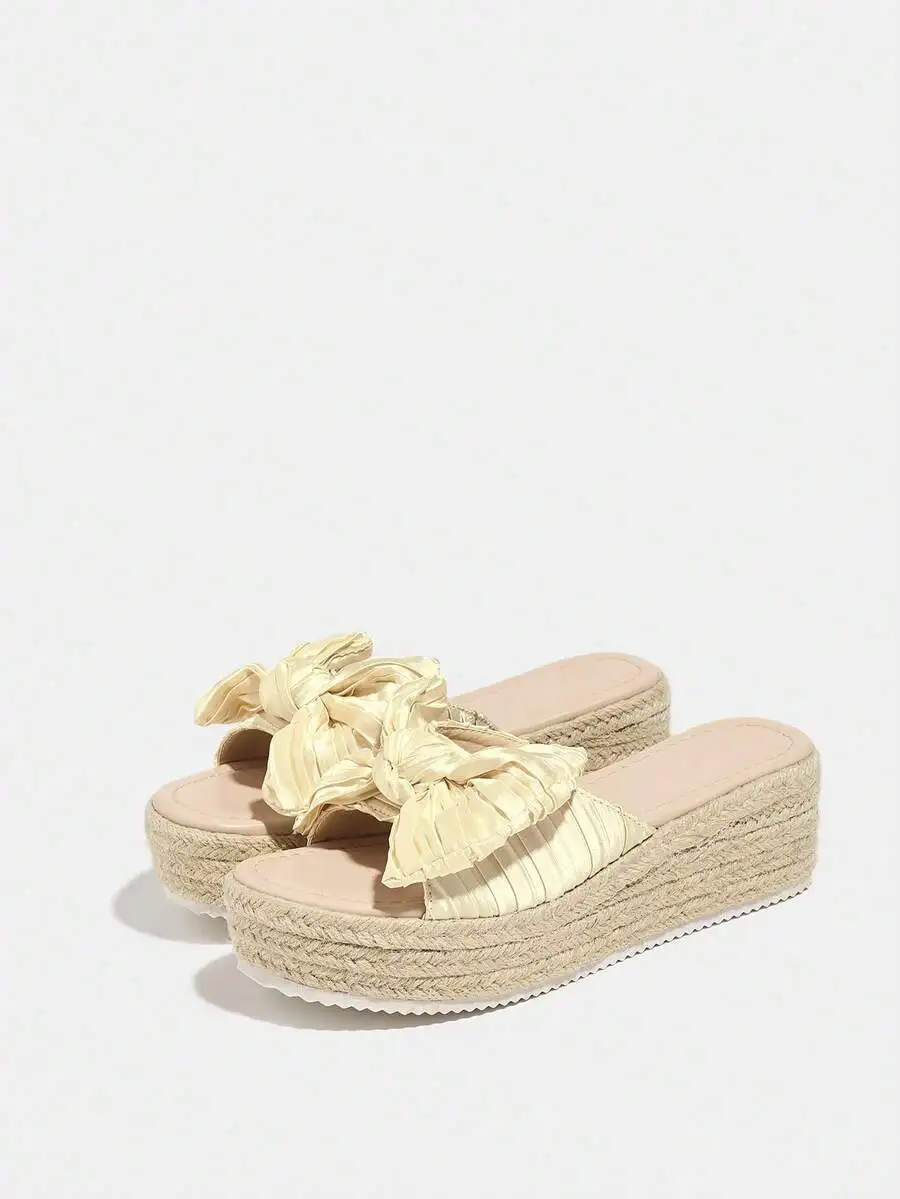 Pleated Satin Bow Espadrille P - Espadrille Sandal Women 리뷰 및 가격