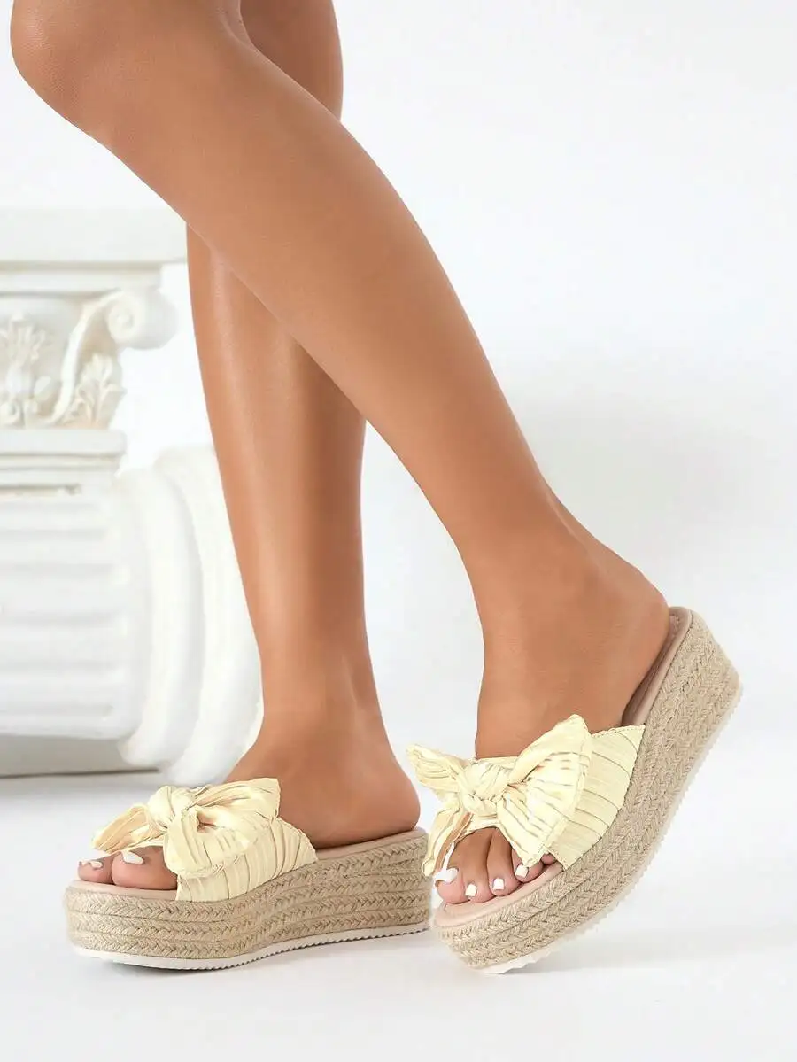 Pleated Satin Bow Espadrille P - Espadrille Sandal Women 리뷰 및 가격