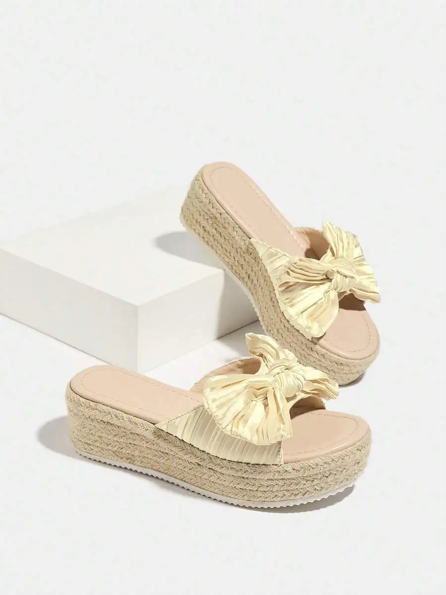 Pleated Satin Bow Espadrille P - Espadrille Sandal Women 리뷰 및 가격