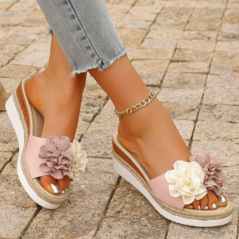 Women's Pink Flower Decor Plat - Espadrille Sandal Women 리뷰 및 가격
