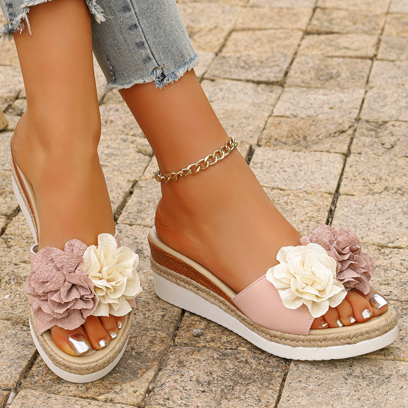 Women's Pink Flower Decor Plat - Espadrille Sandal Women 리뷰 및 가격
