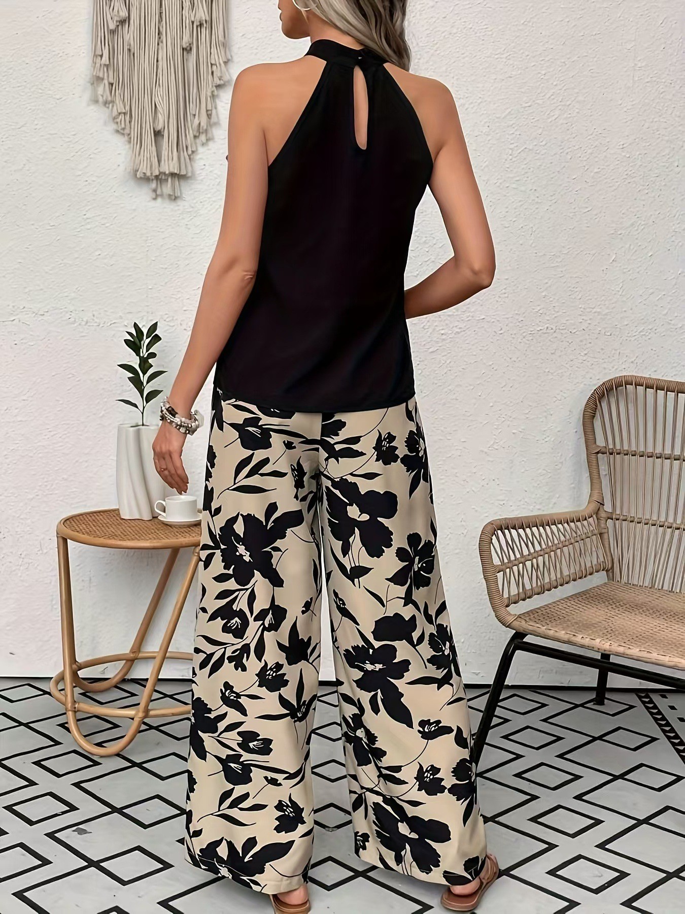 Women Big Floral Print Wide Le - Palazzo Pant Wide 리뷰 및 가격