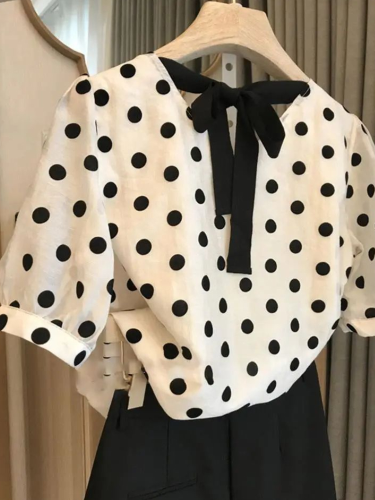 Polka Dot Blouses Women Elegan - Summer Holiday Clothing Women 리뷰 및 가격