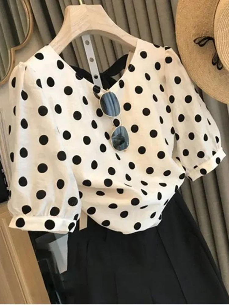 Polka Dot Blouses Women Elegan - Summer Holiday Clothing Women 리뷰 및 가격