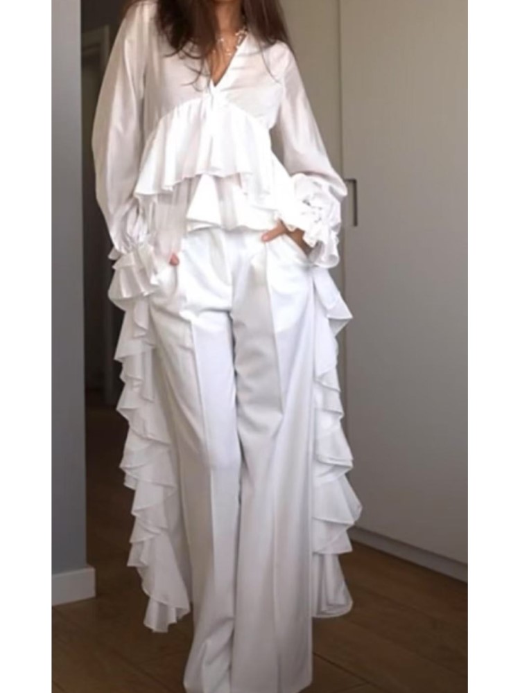 Fashion Ruffles Long Shirt Top - Summer Holiday Clothing Women 리뷰 및 가격