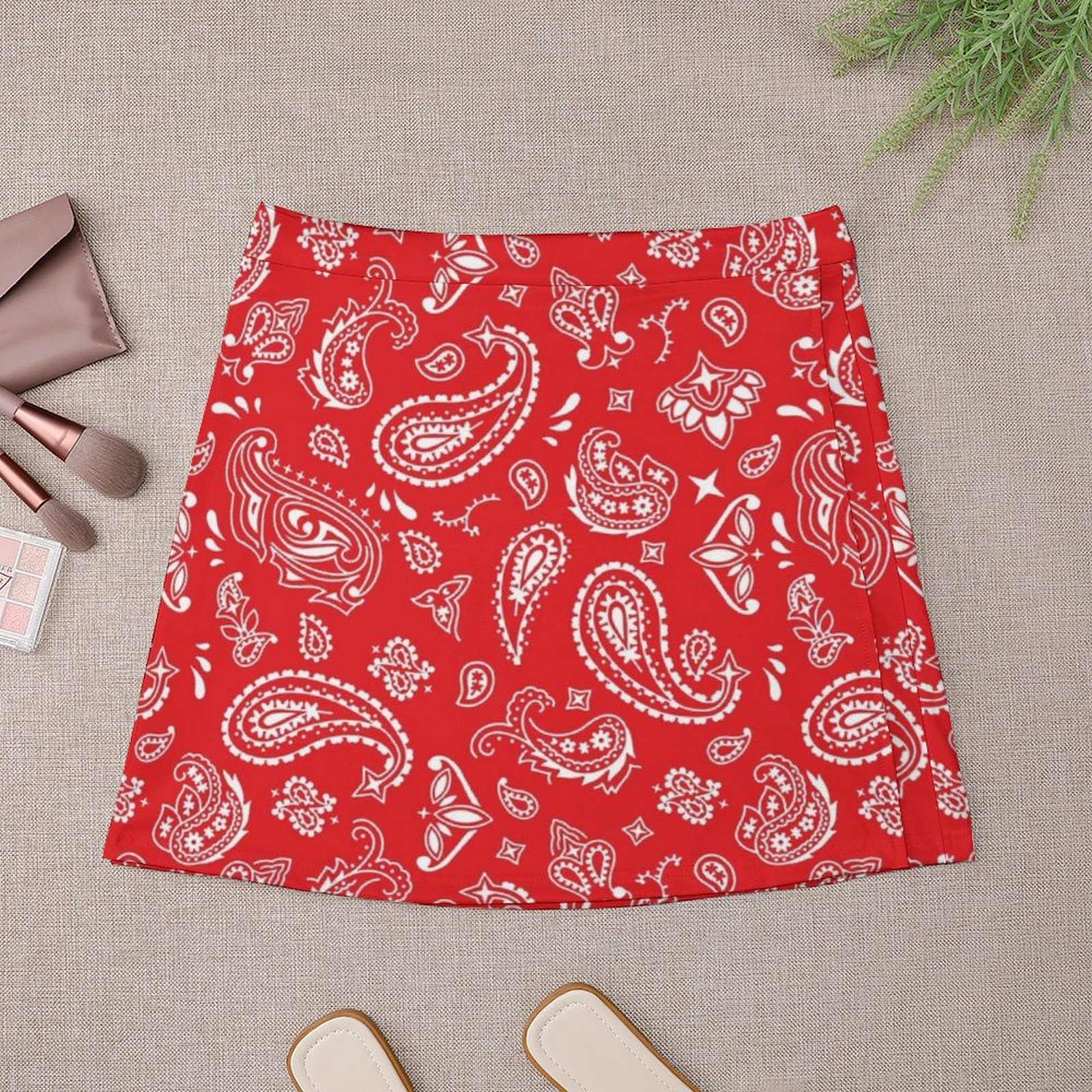 White On Red Paisley Mini Skir - Summer Clothing Online 리뷰 및 가격