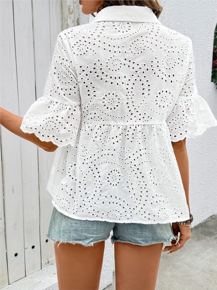 White Lace Hook Flower Hollow  - Summer Holiday Clothing Women 리뷰 및 가격