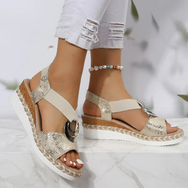 Metal Buckle Wedge Sandals for - Espadrille Sandal Women 리뷰 및 가격