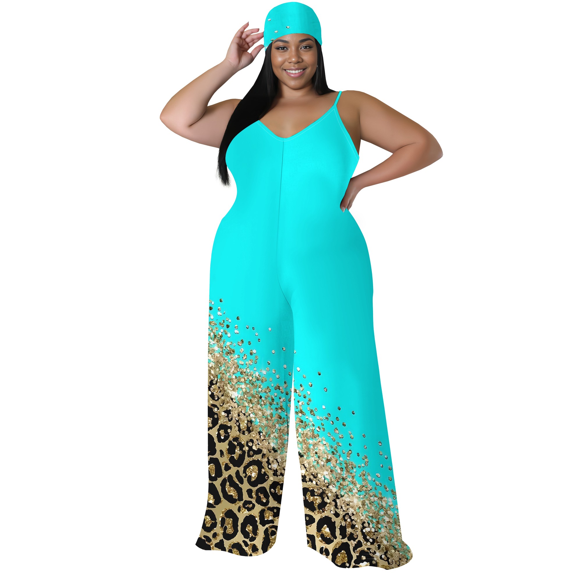 Plus Size Printed Jumpsuit - S - Palazzo Pant Wide 리뷰 및 가격