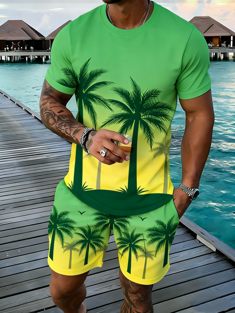 Popular Coconut Tree Printed T - Summer Vacation Clothing Men 리뷰 및 가격