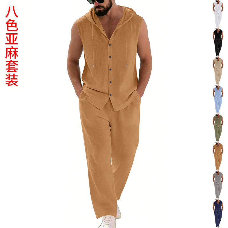 Men's Casual Linen Suit Hooded - Summer Clothing 리뷰 및 가격
