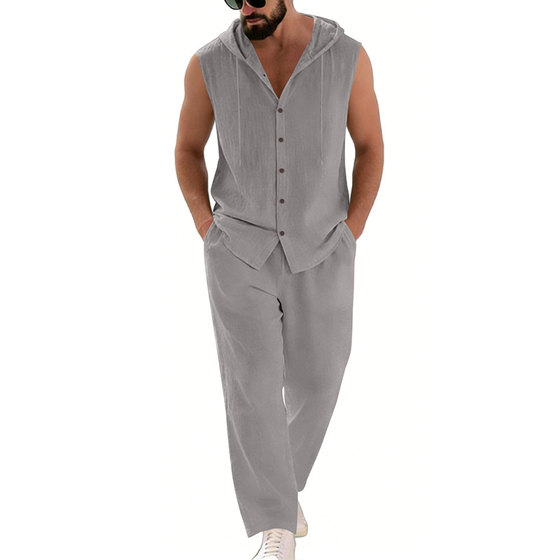 Men's Casual Linen Suit Hooded - Summer Clothing 리뷰 및 가격