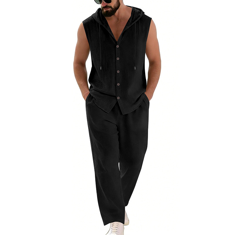 Men's Casual Linen Suit Hooded - Summer Clothing 리뷰 및 가격