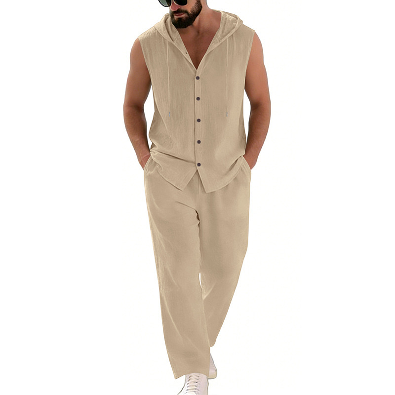 Men's Casual Linen Suit Hooded - Summer Clothing 리뷰 및 가격