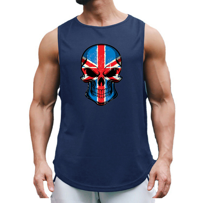 UK Flag Skull Printed Mens Run - Summer Clothing Uk Men 리뷰 및 가격