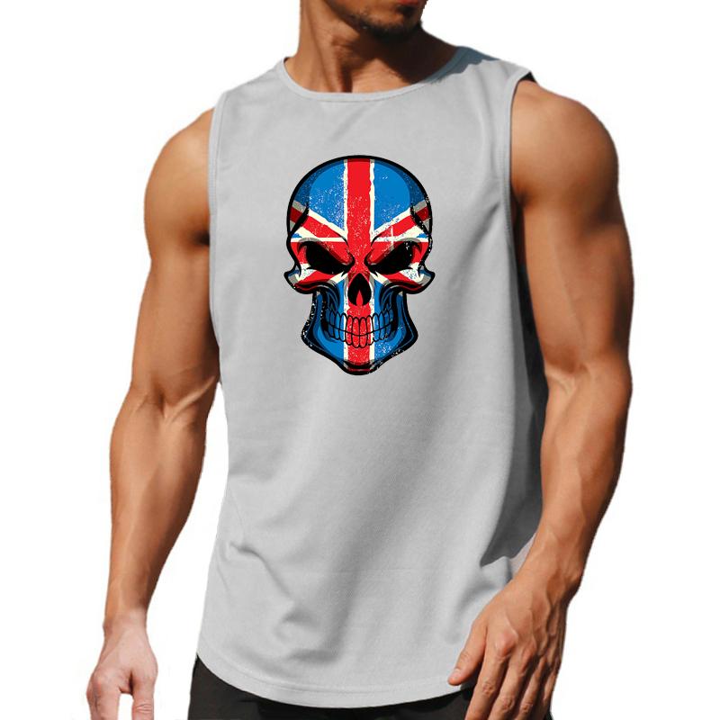UK Flag Skull Printed Mens Run - Summer Clothing Uk Men 리뷰 및 가격