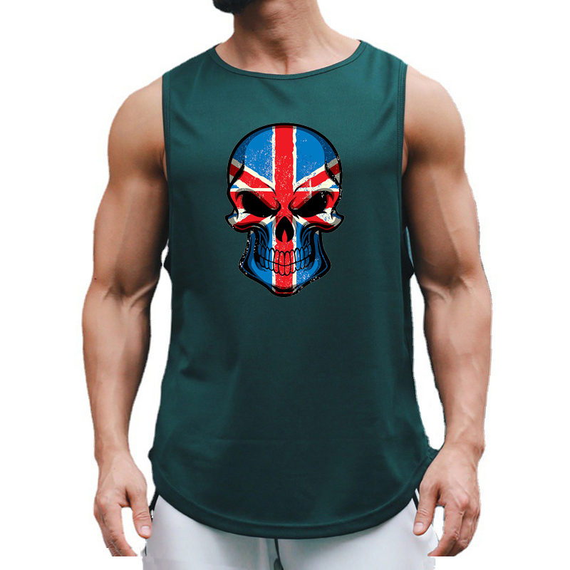 UK Flag Skull Printed Mens Run - Summer Clothing Uk Men 리뷰 및 가격