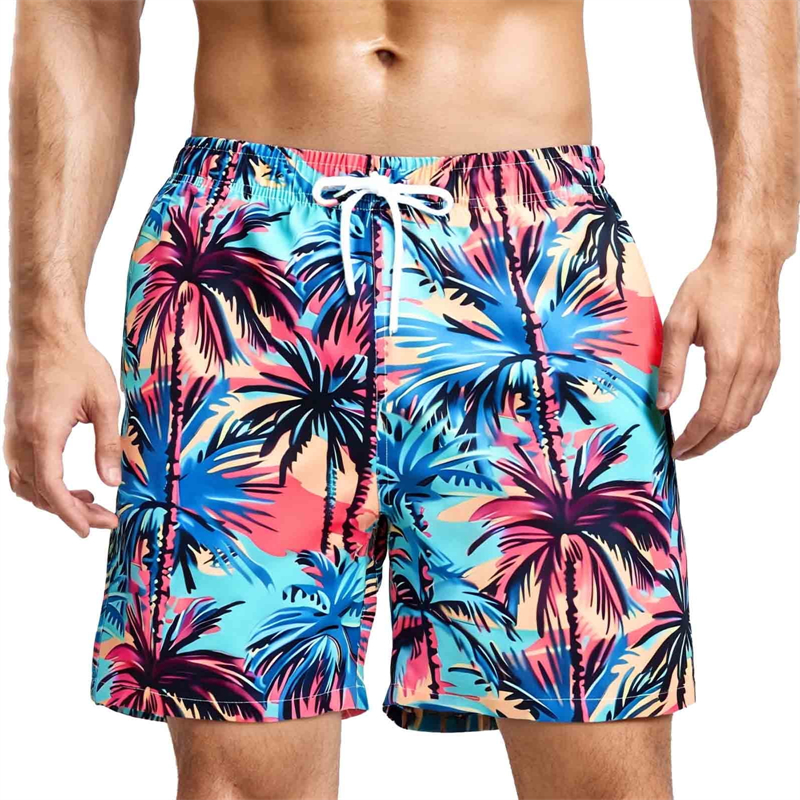 Colorful Palm Tree Print Mens  - Summer Vacation Clothing Men 리뷰 및 가격