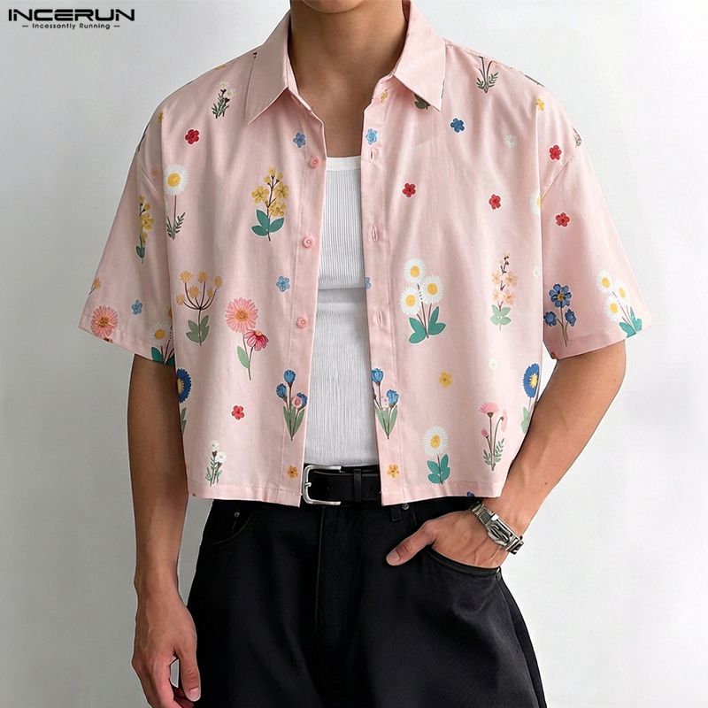 INCERUN Men Shirt Flower Print - Summer Vacation Clothing Men 리뷰 및 가격