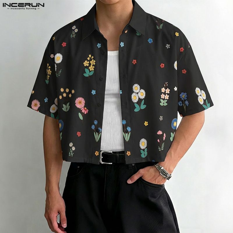 INCERUN Men Shirt Flower Print - Summer Vacation Clothing Men 리뷰 및 가격