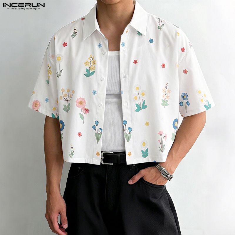 INCERUN Men Shirt Flower Print - Summer Vacation Clothing Men 리뷰 및 가격