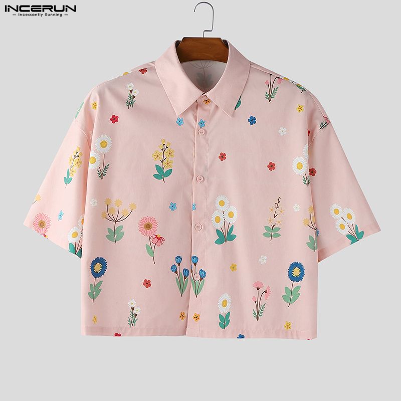INCERUN Men Shirt Flower Print - Summer Vacation Clothing Men 리뷰 및 가격