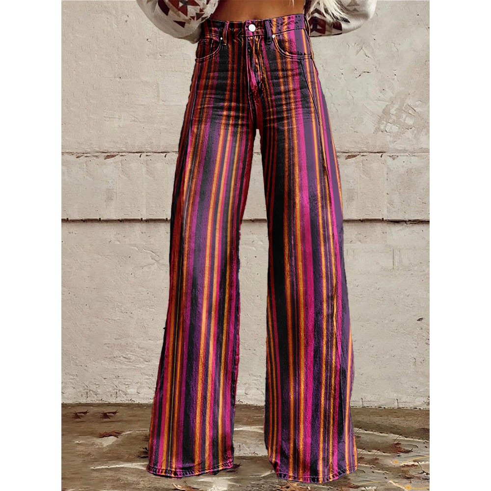 Retro Stripe Flare Pants for W - Palazzo Pant Wide 리뷰 및 가격