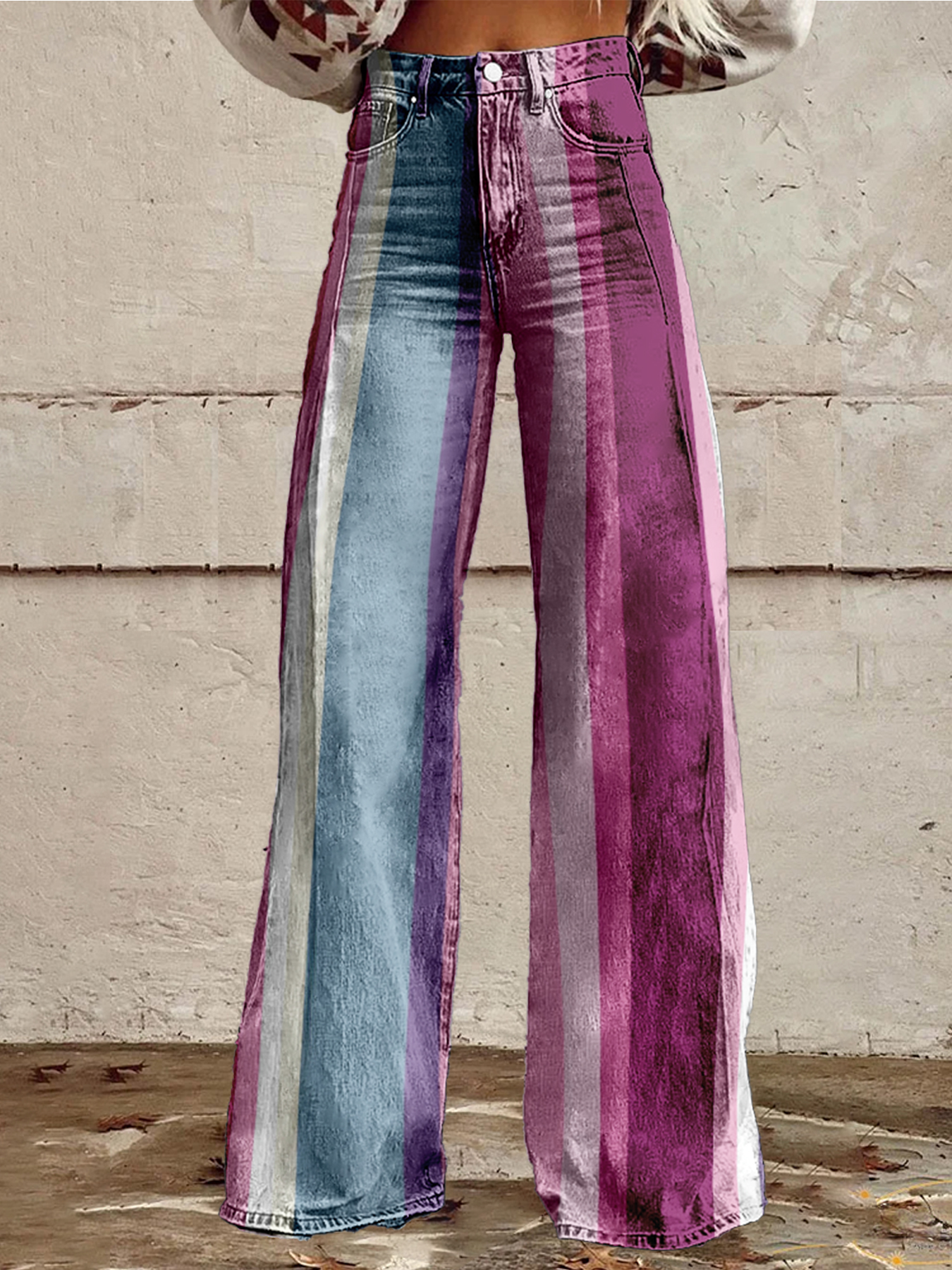 Retro Stripe Flare Pants for W - Palazzo Pant Wide 리뷰 및 가격