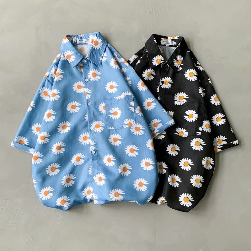 Daisy Print Hawaiian Beach Shi - Summer Clothing Resort 리뷰 및 가격