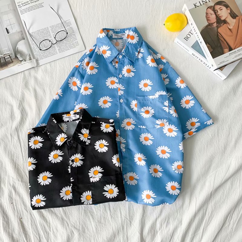 Daisy Print Hawaiian Beach Shi - Summer Clothing Resort 리뷰 및 가격