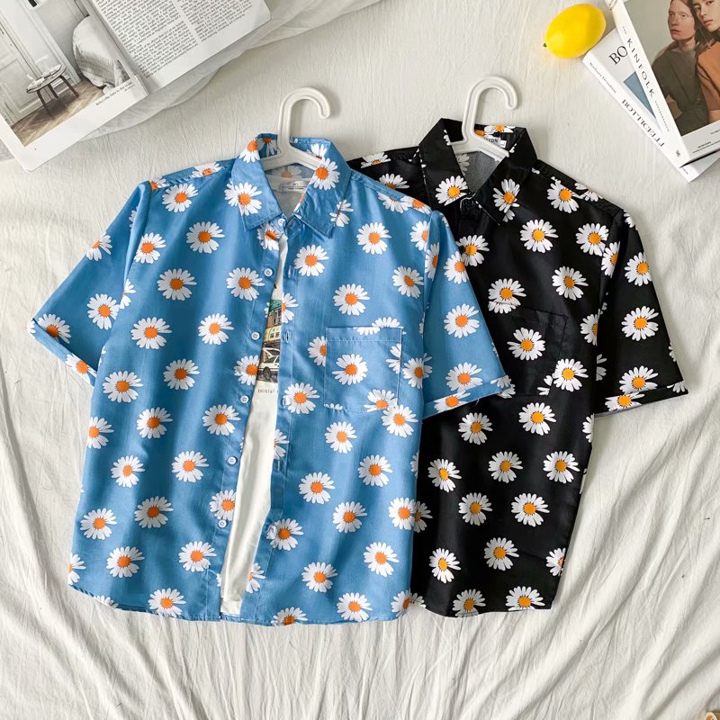 Daisy Print Hawaiian Beach Shi - Summer Clothing Resort 리뷰 및 가격