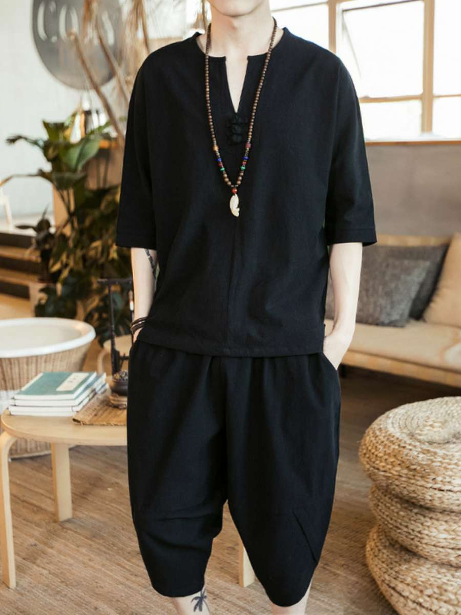 New Men's Linen T-Shirt Set Bu - Summer Clothing Staples 리뷰 및 가격