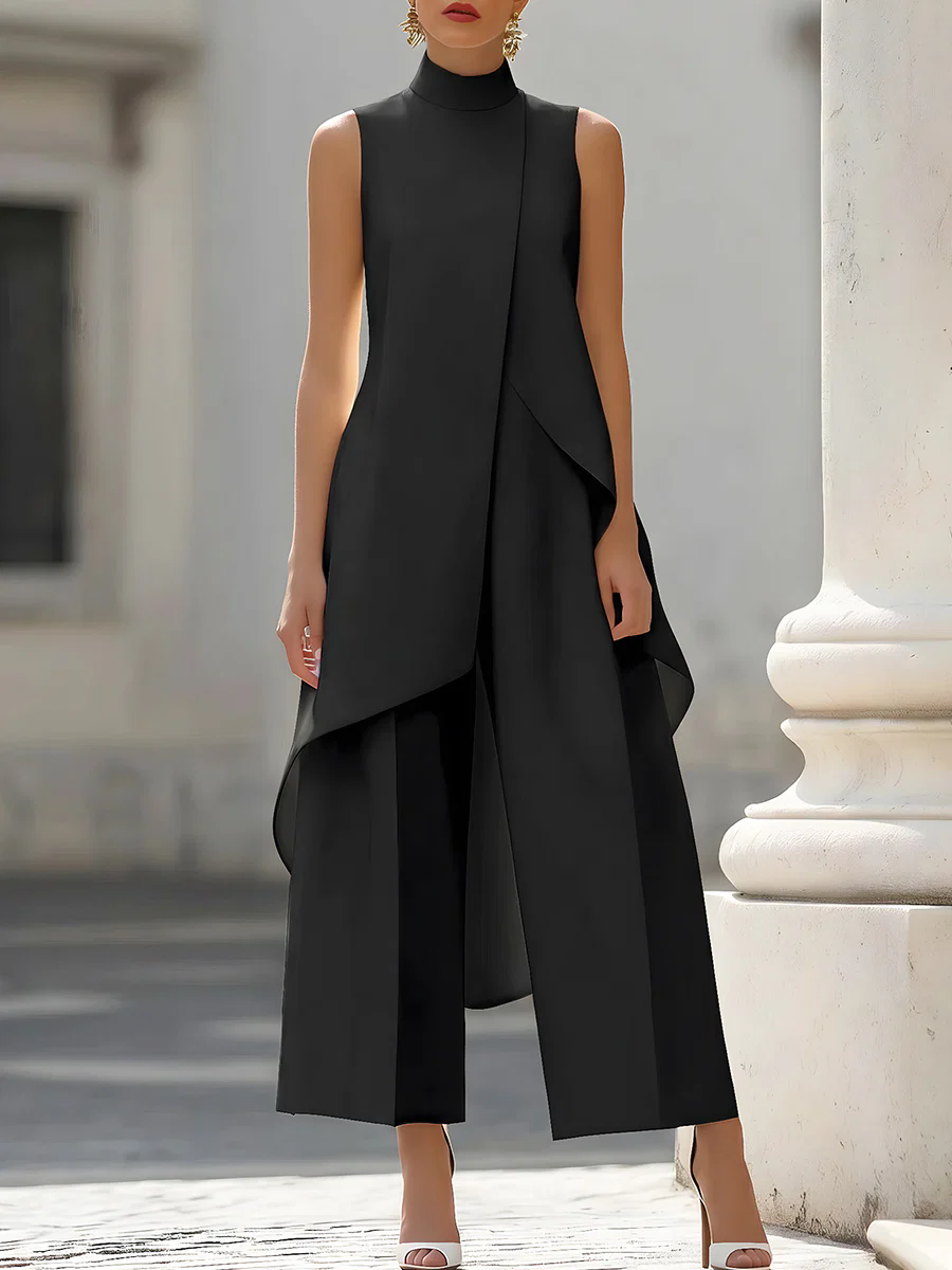 Sleeveless High Neck Asymmetri - Palazzo Pant Wide 리뷰 및 가격