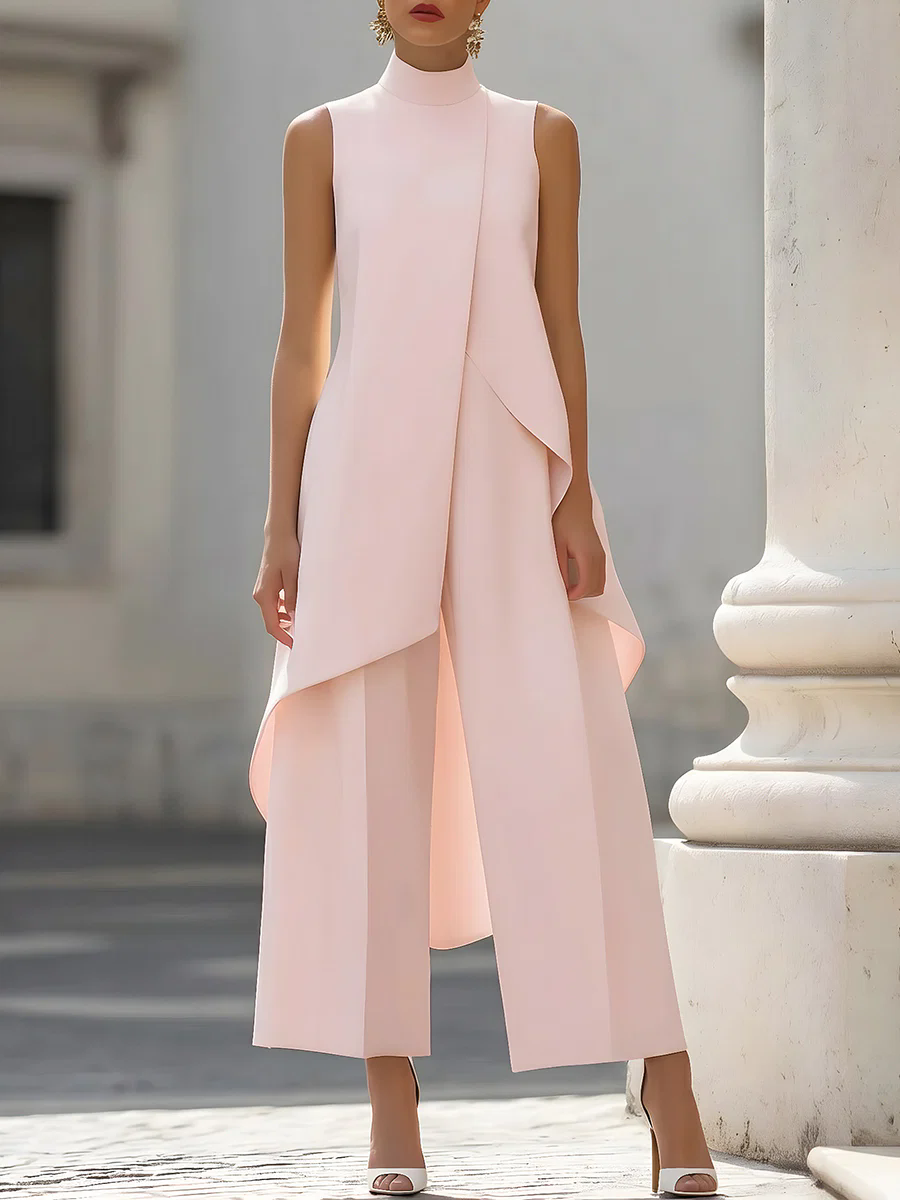 Sleeveless High Neck Asymmetri - Palazzo Pant Wide 리뷰 및 가격
