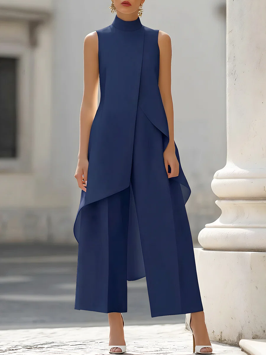 Sleeveless High Neck Asymmetri - Palazzo Pant Wide 리뷰 및 가격