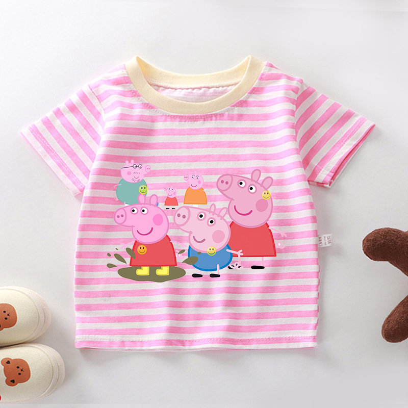 Peppas Pig Stripe T Shirts for - Summer Clothing Toddler 리뷰 및 가격
