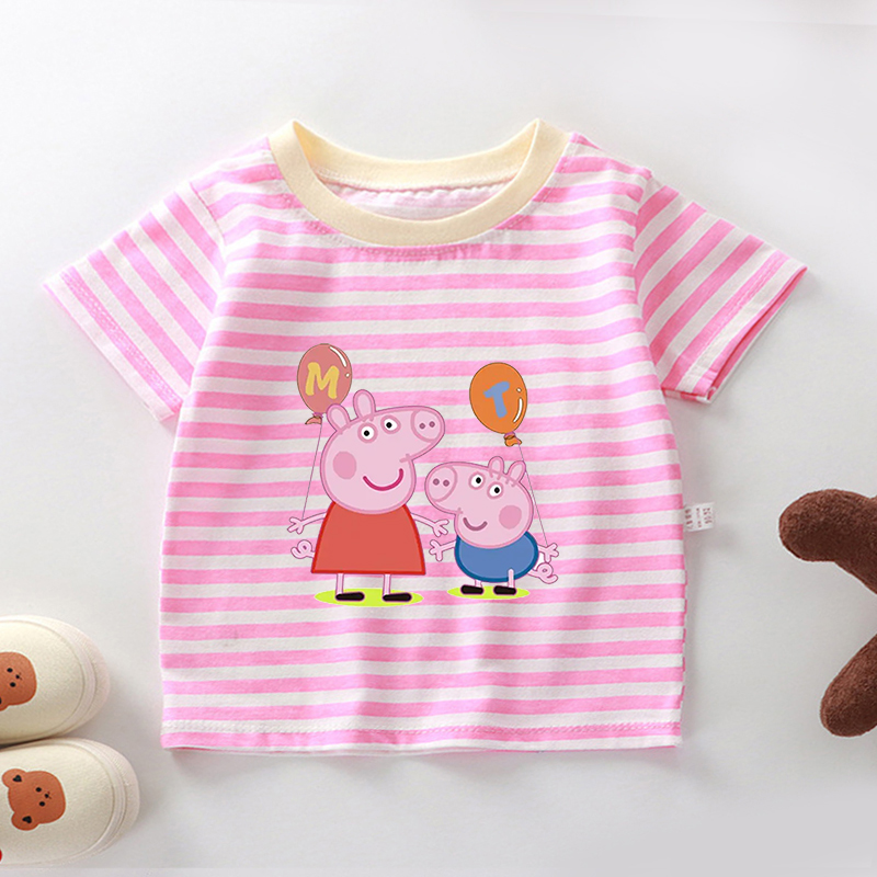 Peppas Pig Stripe T Shirts for - Summer Clothing Toddler 리뷰 및 가격