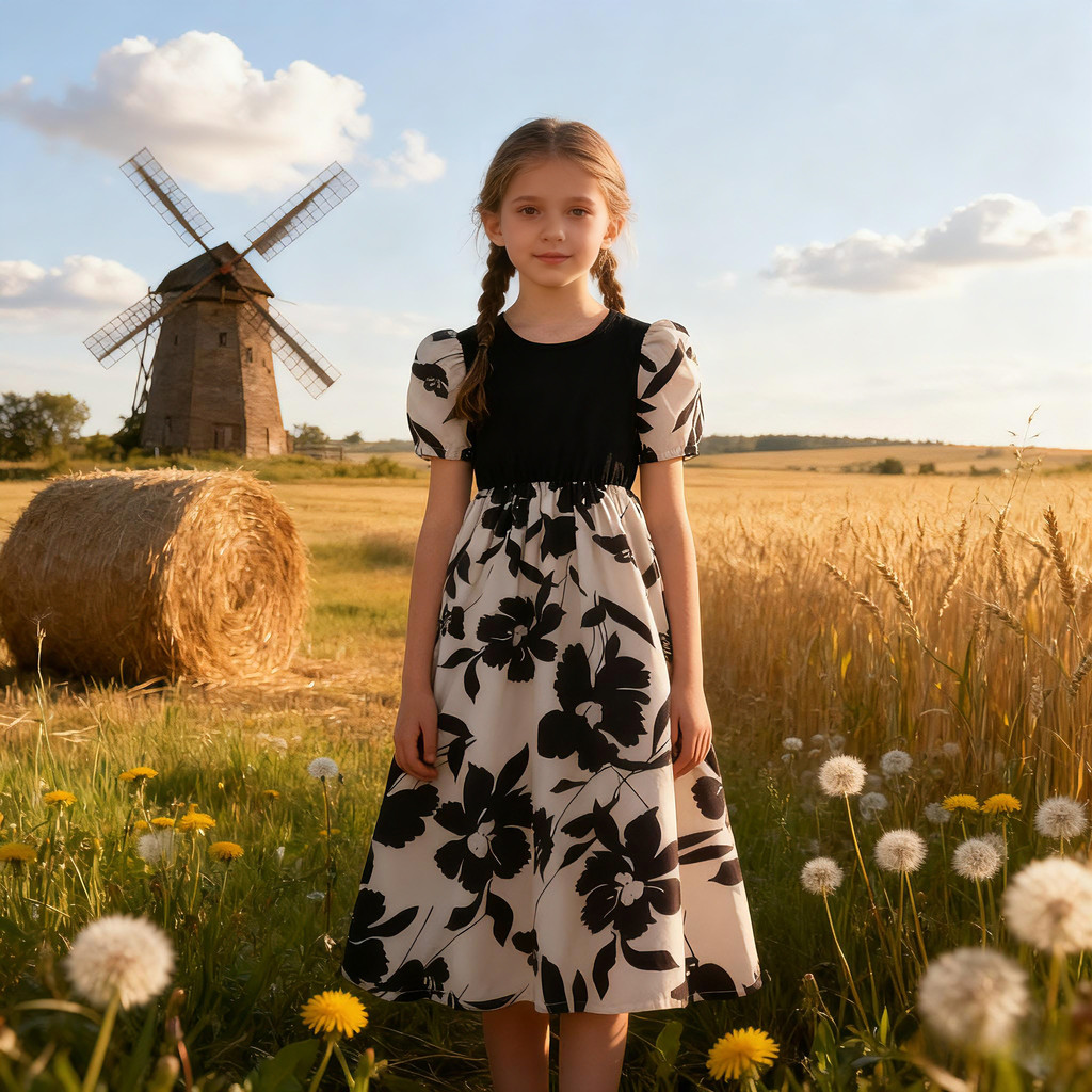 New Children Black Floral Dres - Summer Clothing For Teen Girls 리뷰 및 가격